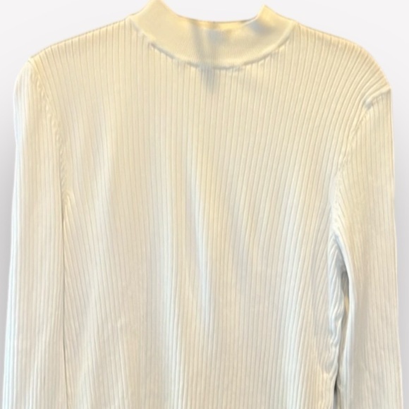 Zara mock neck ribbed shirt ivory medium - Picture 1 of 7